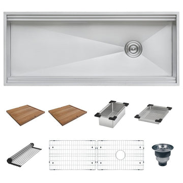 Ruvati 45" Workstation Kitchen Sink Undermount Stainless Steel, RVH8333