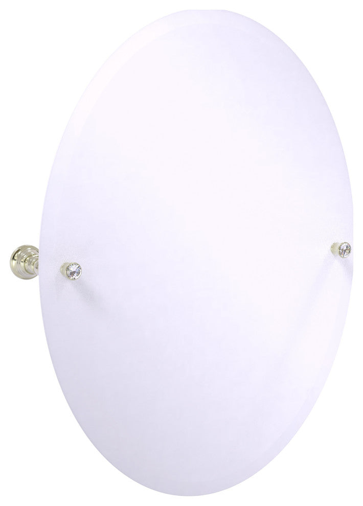 Carolina Crystal Frameless Oval Tilt Mirror with Beveled Edge, Polished Nickel