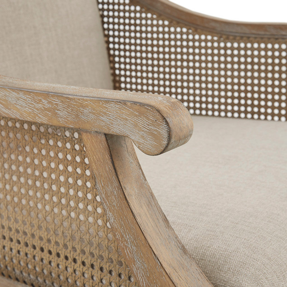 Martha Stewart Isla Reclaimed Natural Cane Inset Armchair, Natural Solid