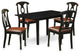 5-Pc Dining Set 4 Chairs, Faux Leather Seat, Table, Butterfly Leaf Top, Black