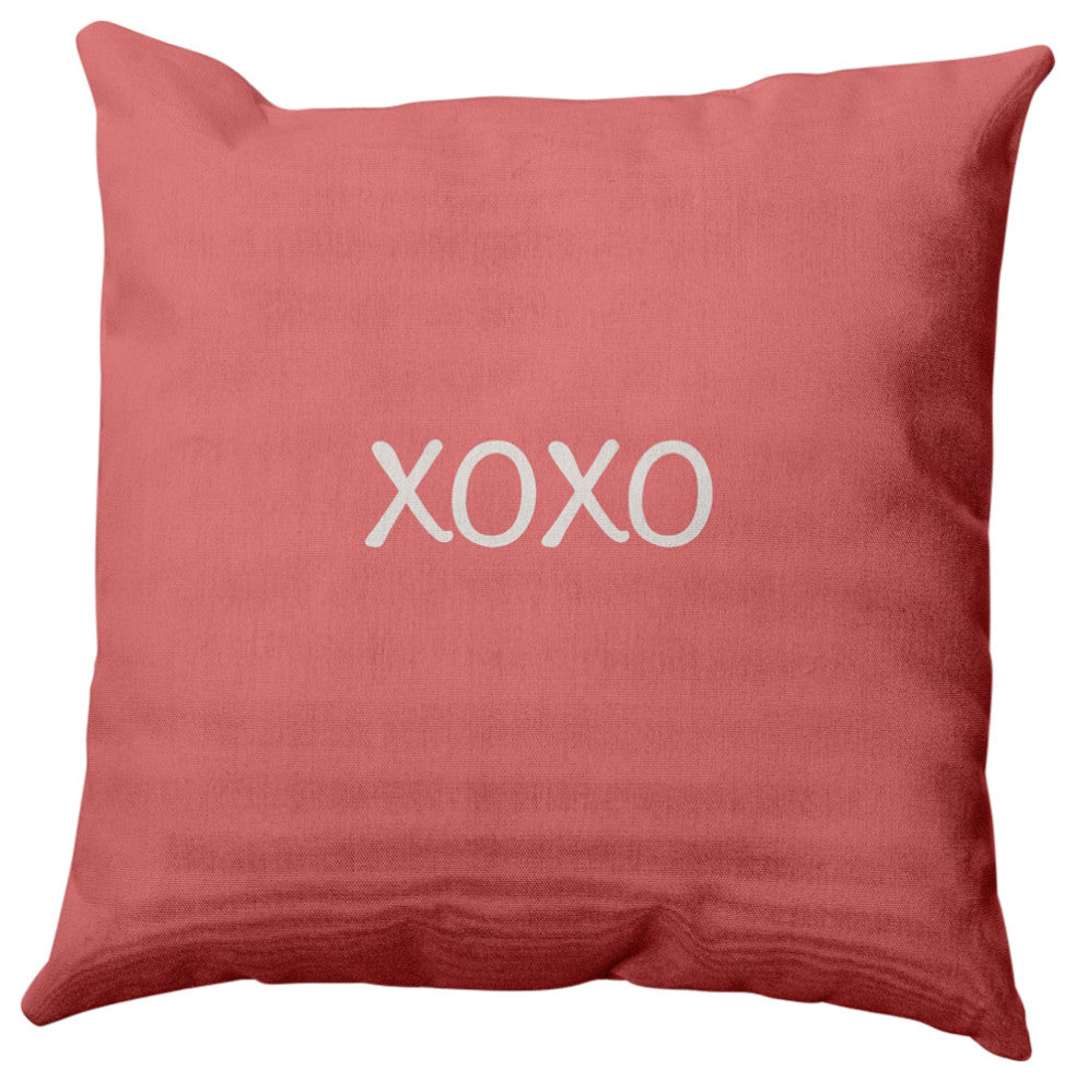 XOXO Valentines Indoor/Outdoor Throw Pillow, Coral, 20x20"