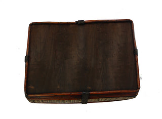 17" Antique Stained Willow Rectangle Tray With Sea Grass Rim