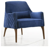 Omax Decor Jane Wood and Velvet Upholstered Lounge Accent Chair in Blue