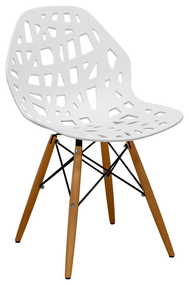 Mod Made Stencil Cut Out Eiffel Dining Side Chair, Set of 2, White