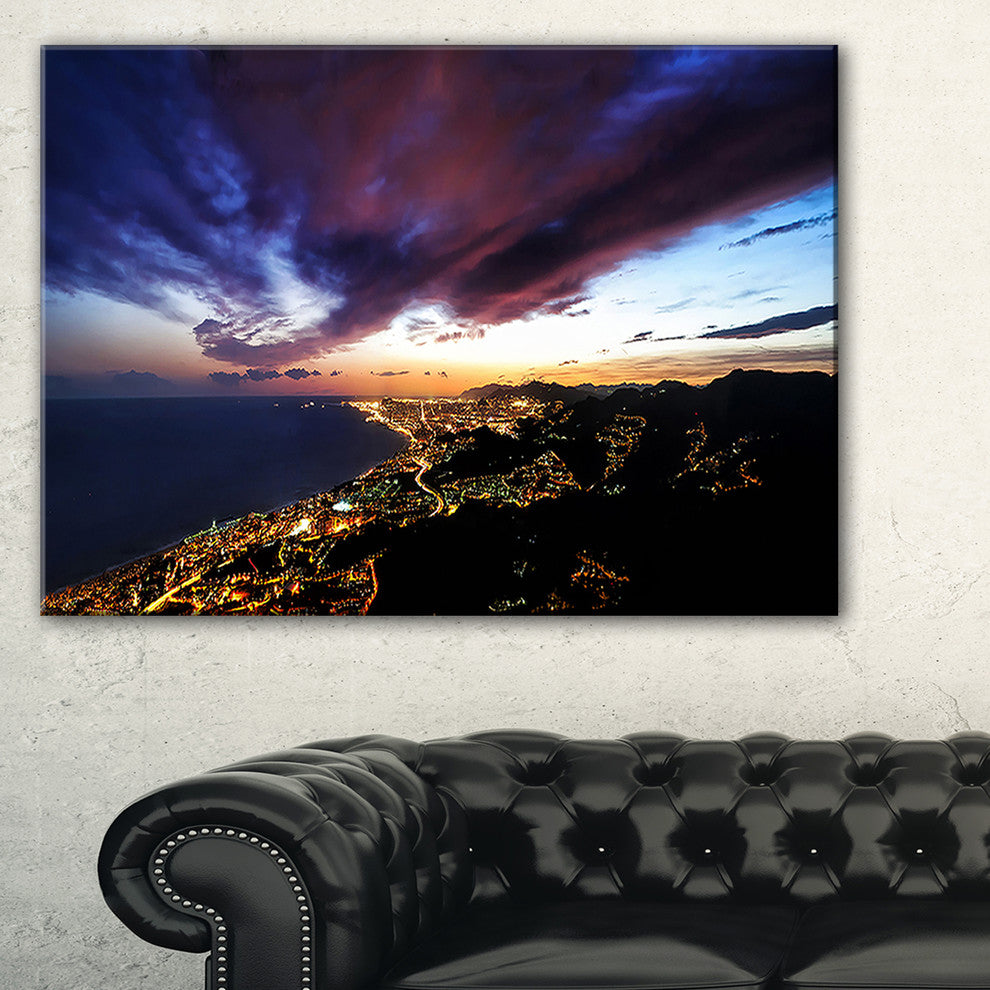 "Barcelona Skyline Panorama" Cityscape Artwork Canvas, 40"x30"