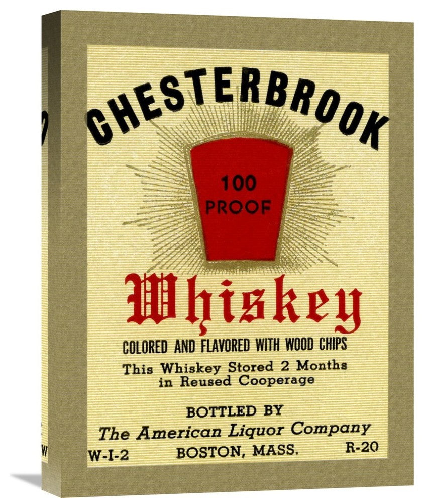 "Chesterbrook Whiskey" Stretched Canvas Giclee by Vintage Booze Labels, 17"x22"