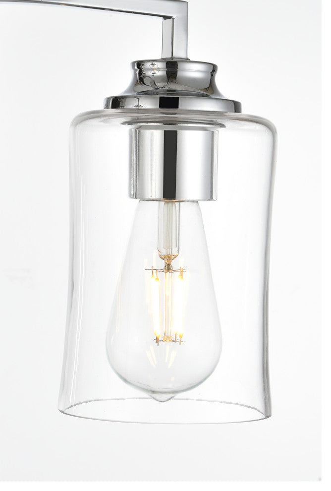3 Light Chrome And Clear Bath Sconce