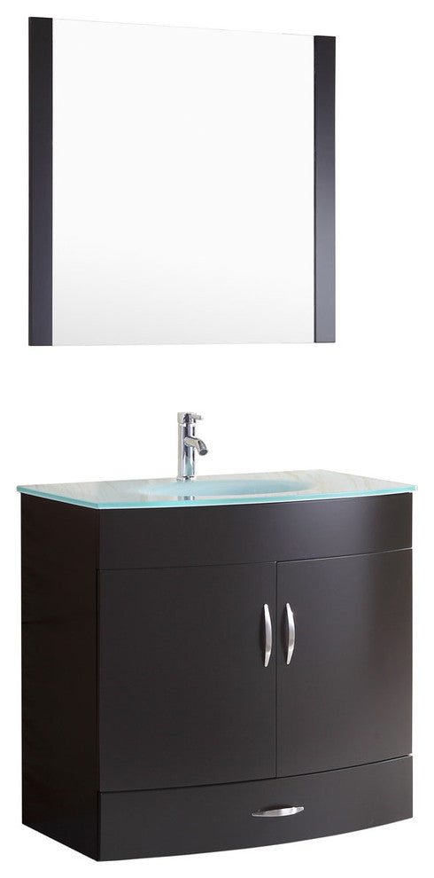 Style 5, 36"W Black Vanity Sink Base Cabinet, Mirror, LV5-36B