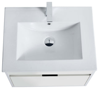 Alpine Wall Mount Bathroom Vanity and Sink, White Matte, 24"