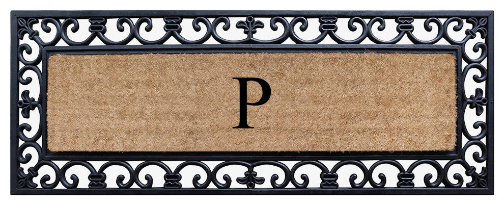 First Impression Hand Crafted Myla Monogrammed Large Entry Doormat, 18"x48", P