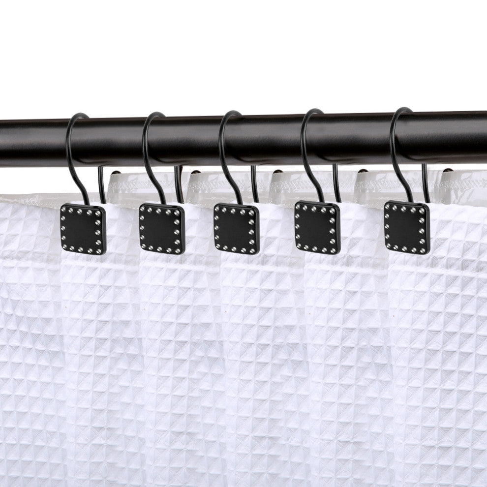 Utopia Alley Shower Hooks - Double Shower Curtain Rings for Bathroom, Black