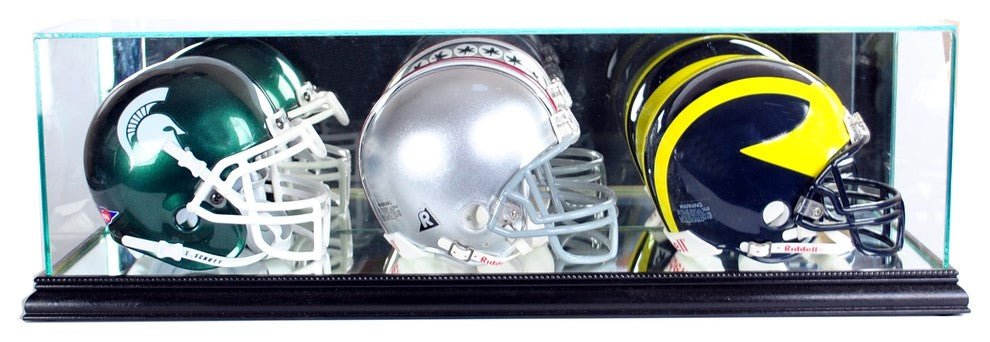 Triple Mini Football Helmet Display Case, Black