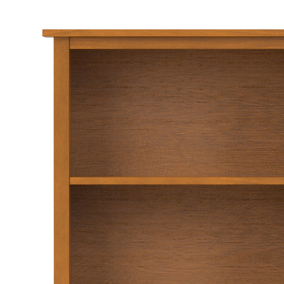 Warm Shaker Solid Wood 5 Shelf Bookcase, Light Golden Brown
