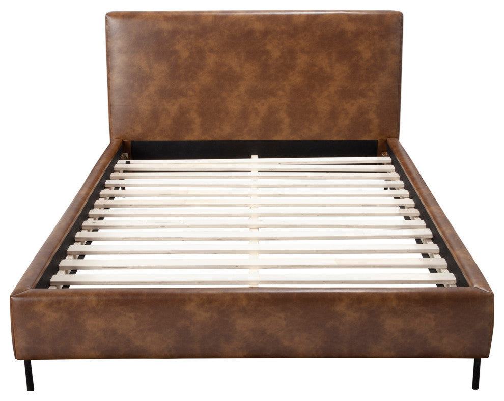Sophia Full Faux Leather Platform Bed, Brown
