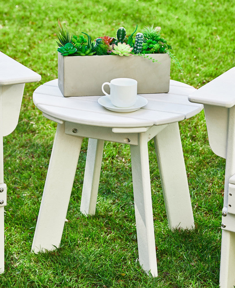 20"D Outdoor Patio HDPE Round Side Table, White