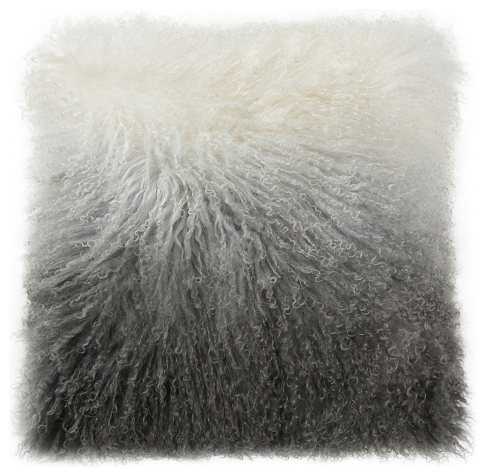 Contemporary Lamb Fur Pillow Light Grey Spectrum - Grey