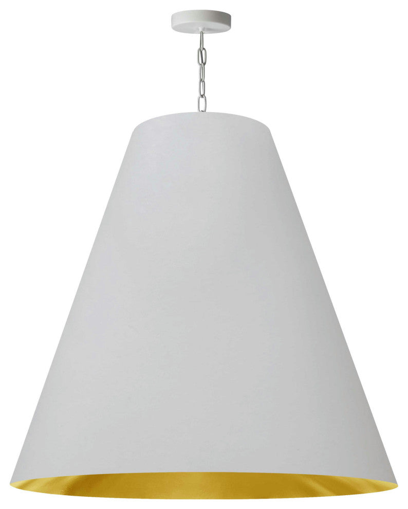 1 Light X-Large Anaya Matte White Pendant with White/Gold Shade