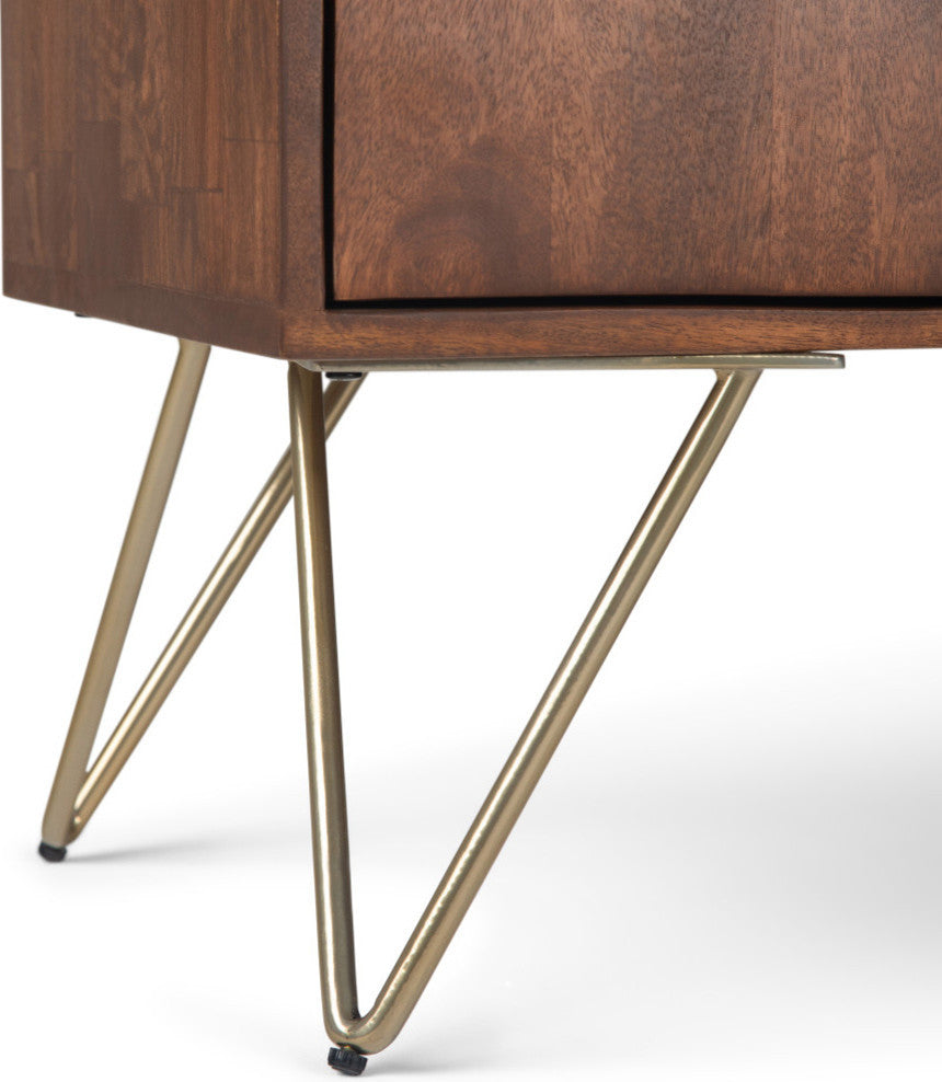 Hunter Solid Mango Wood TV Media Stand For TVs up to 65", Umber Brown Stain