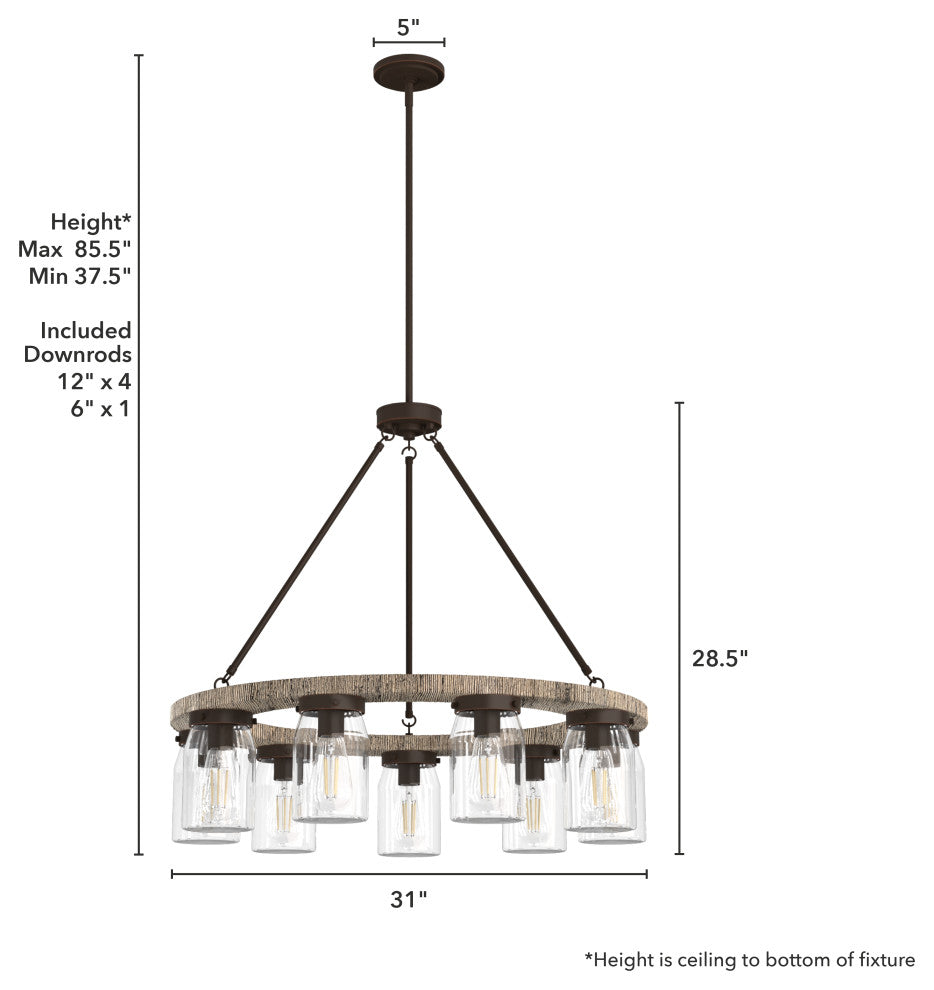 Devon Park Onyx Bengal and Barnwood 9 Light Chandelier Ceiling Light Fixture