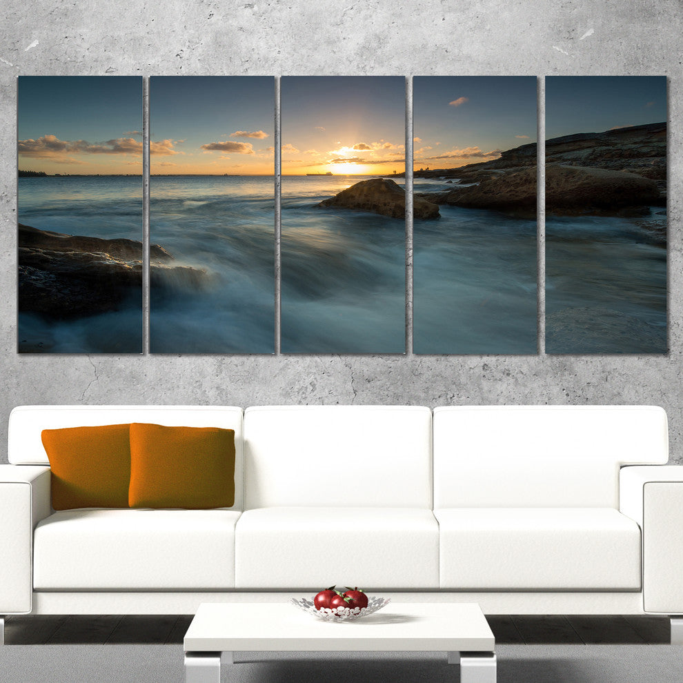 "Sydney Seashore at Sunset" Canvas Print, 5 Panels
