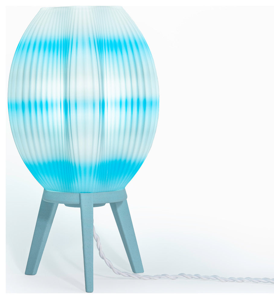 Wavy 16.5" Plant-Base PLA Dimmable LED Table Lamp, Blue/White