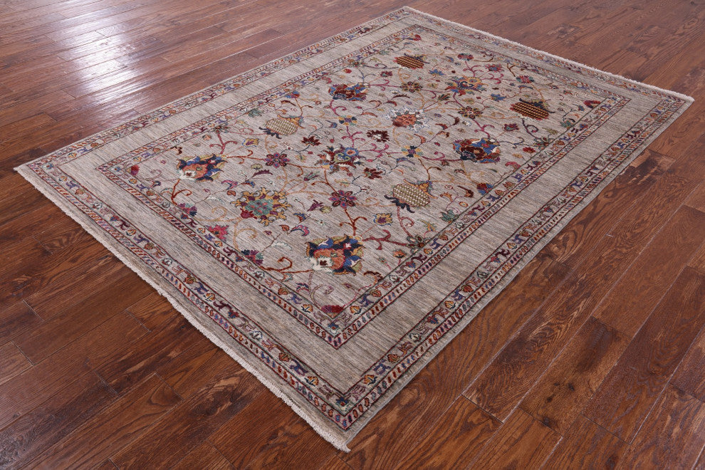 5' 7" X 7' 9" Hand-Knotted Persian Tabriz Wool Rug Q9889