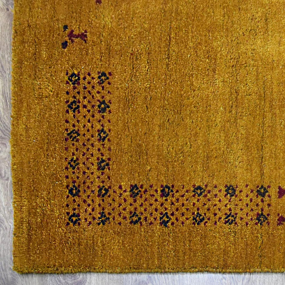 HAND KNOTTED LOOM SILK ECO-FRIENDLY AREA RUG -8'x10',Rectangle,Gold,Contemporary