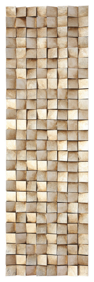 Textured 2 Hand Painted Rugged Blocks with Gold Leaf Wall Art, 72"x22"