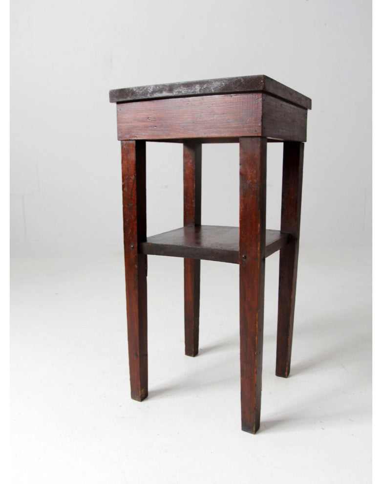 Consigned, Vintage Hand Built Wood End Table