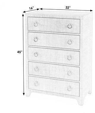 Bar Harbor 5 Drawer Raffia Dresser, Charcoal Raffia