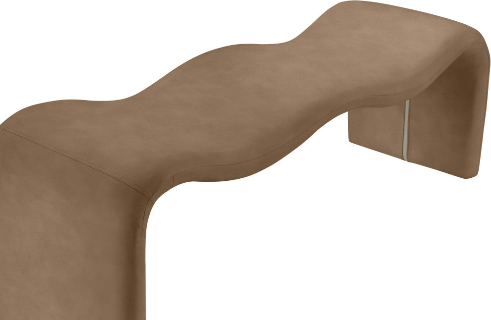 Willow Upholstered Bench, Brown, Vegan Leather