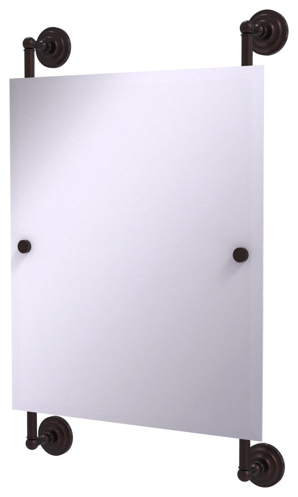 Que New Rectangular Frameless Rail Mounted Mirror, Antique Bronze