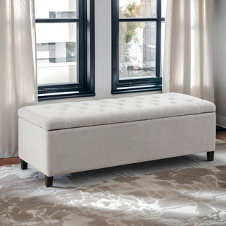 Madison Park Shandra Upholstered Soft Close Storage Bench, Natural