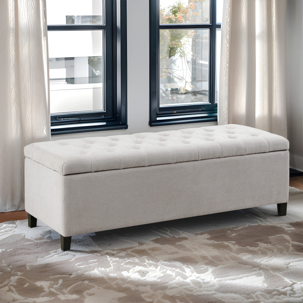 Madison Park Shandra Upholstered Soft Close Storage Bench, Natural
