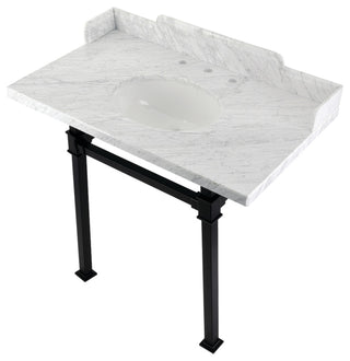 Kingston Brass LMS36MOQ0 36" Carrara Marble Console Sink, Legs