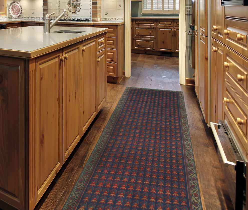 Fine Vintage Distressed Zira Navy/Beige Runner, 3'2x10'2