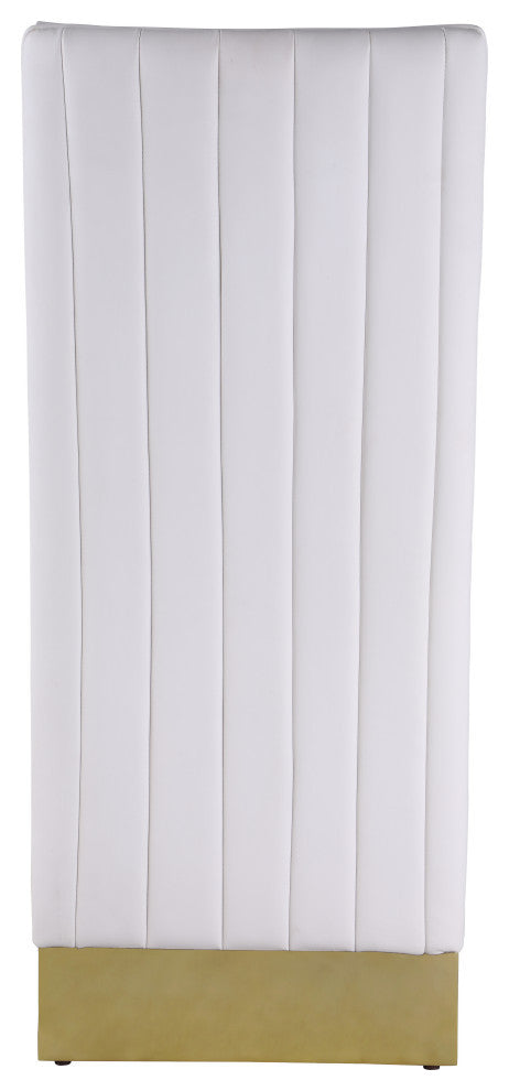 Porsha Dining Chair, Set of 2, White Faux Leather, Gold Legs