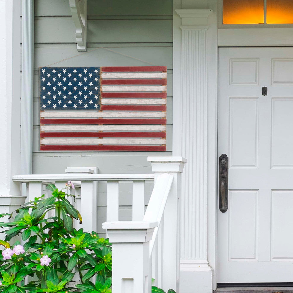 42"L Wooden Patriotic/Americana National Flag Wall Decor