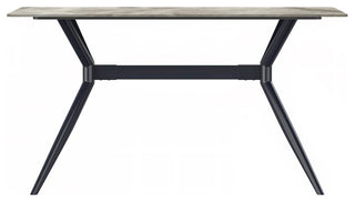 Black Carbon Steel Dining Table 62 With Deep Grey Sintered Stone Top