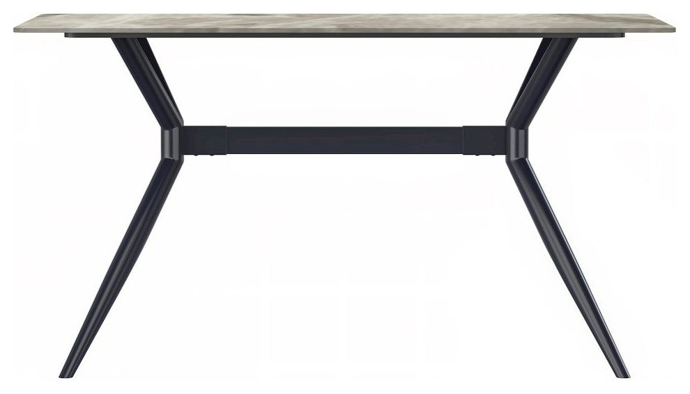 Black Carbon Steel Dining Table 62 With Deep Grey Sintered Stone Top