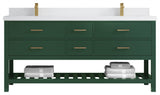 Parker 72 Double Sink Bath Vanity in Lafayette Green  2" White Quartz