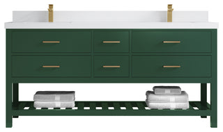 Parker 72 Double Sink Bath Vanity in Lafayette Green  2" White Quartz