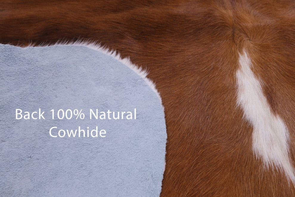 6' 8" X 5' 2" Organic Natural Hair-On Cowhide Area Rug C1971