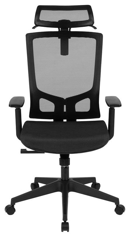 Ergonomic Mesh Chair, Lumbar Support, Coat Hanger and Adjustable Arms, Black