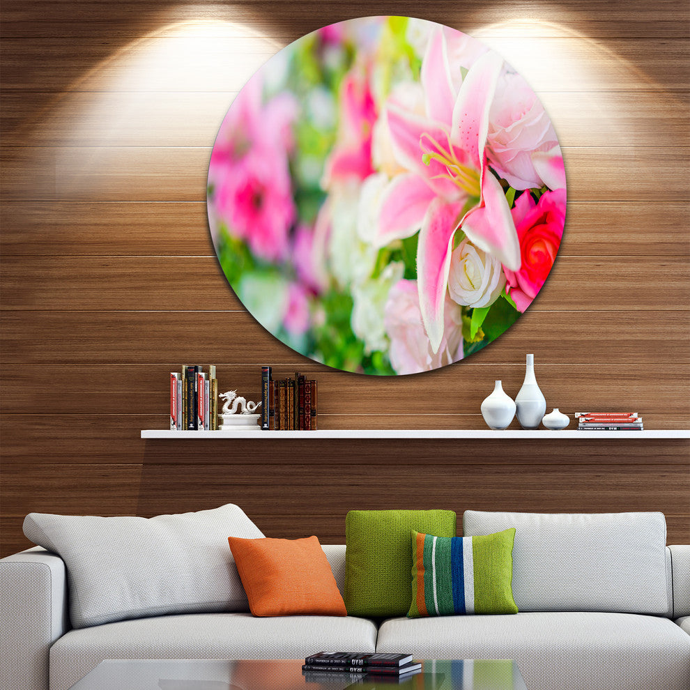 Beautiful Lily Flowers In Bouquet, Floral Round Wall Art, 36"