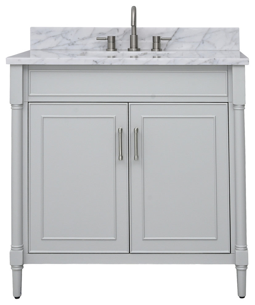 Avanity Bristol 36" Vanity Combo in Light Gray and Carrara White Marble Top