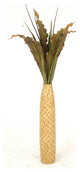 Green-Brown Tropical Leaves, Seeded Branches in Cork-Finish Floor Vase