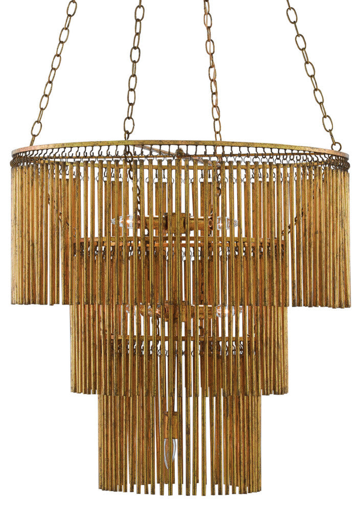 Mantra 7 Light Chandelier, Gold Leaf