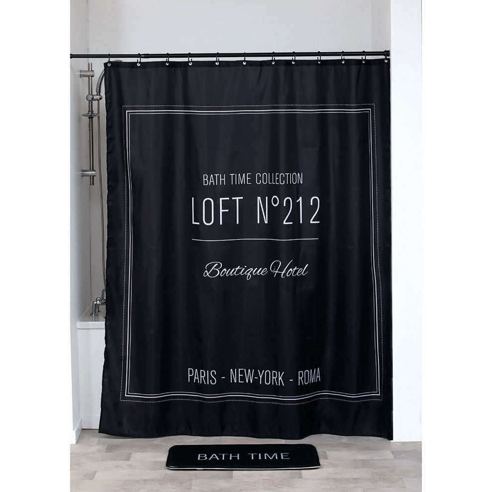 Bathroom Accessories Bath Time Collection, Black, Shower Curtain