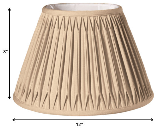 12" Vintage Gold Slanted Bell Smocked Paperback Shantung Lampshade